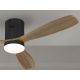 Lustre cu ventilator - Lustra LED cu Ventilator si telecomanda Siroco D-132cm negru/nuc
