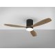 Lustre cu ventilator - Lustra LED cu Ventilator si telecomanda Siroco D-132cm negru/nuc