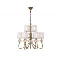 Candelabru clasic cu 9 brate LOEWE antique brass/ abajur alb