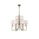 Candelabre, Lustre - Candelabru clasic cu 9 brate LOEWE antique brass/ abajur alb