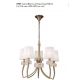 Candelabre, Lustre - Candelabru clasic cu 5 brate LOEWE antique brass/ abajur alb