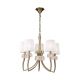 Candelabre, Lustre - Candelabru clasic cu 5 brate LOEWE antique brass/ abajur alb