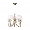 Candelabru clasic cu 5 brate LOEWE antique brass/ abajur alb