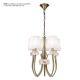 Candelabre, Lustre - Candelabru clasic cu 5 brate LOEWE antique brass/ abajur alb