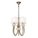Candelabru clasic cu 5 brate LOEWE antique brass/ abajur alb