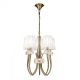 Candelabre, Lustre - Candelabru clasic cu 5 brate LOEWE antique brass/ abajur alb