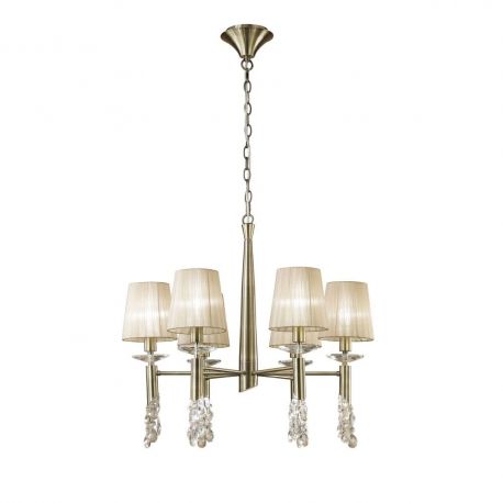 Candelabre, Lustre - Candelabru elegant cu 6 brate Tiffany alama antique/ abajur soft bronz