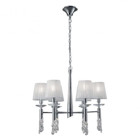 Candelabre, Lustre - Candelabru elegant cu 6 brate Tiffany crom/ abajur alb