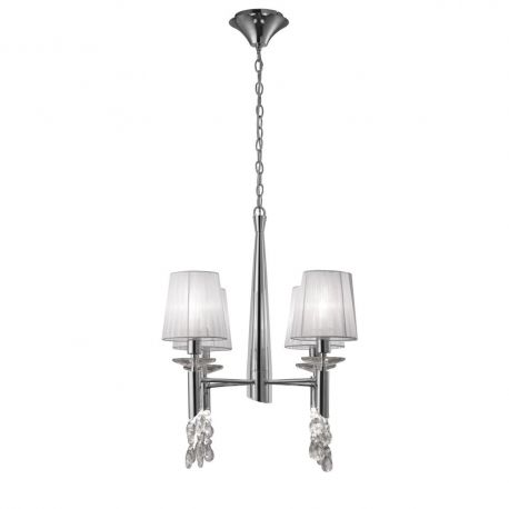 Candelabre, Lustre - Candelabru elegant cu 4 brate Tiffany crom/ abajur alb