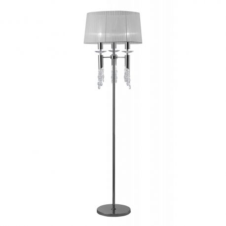 Lampadare - Lampadar elegant Tiffany crom/ abajur alb