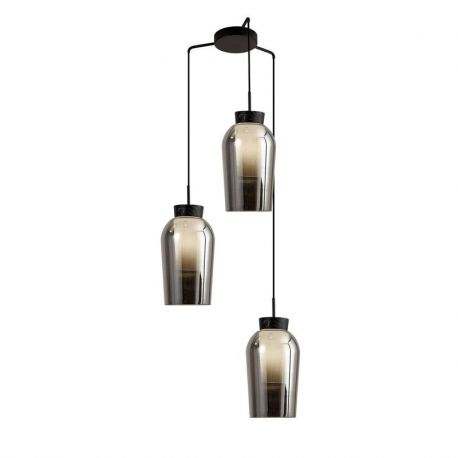 Pendule, Lustre suspendate - Lustra cu 3 pendule design modern Nora negru/ marmura neagra