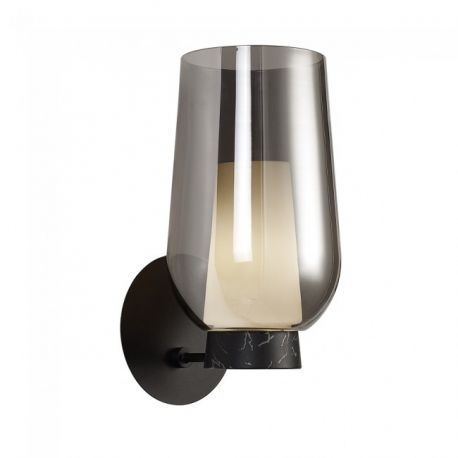 Aplice, corpuri de iluminat pentru pereti - Aplica de perete design modern Nora negru/ marmura neagra
