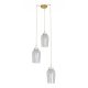Pendule, Lustre suspendate - Lustra cu 3 pendule design modern Nora auriu/ marmura alba