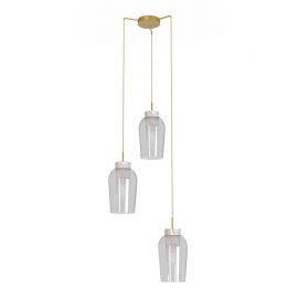 Pendule, Lustre suspendate - Lustra cu 3 pendule design modern Nora auriu/ marmura alba