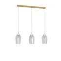 Lustra cu 3 pendule design modern Nora auriu/ marmura alba