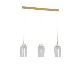 Pendule, Lustre suspendate - Lustra cu 3 pendule design modern Nora auriu/ marmura alba