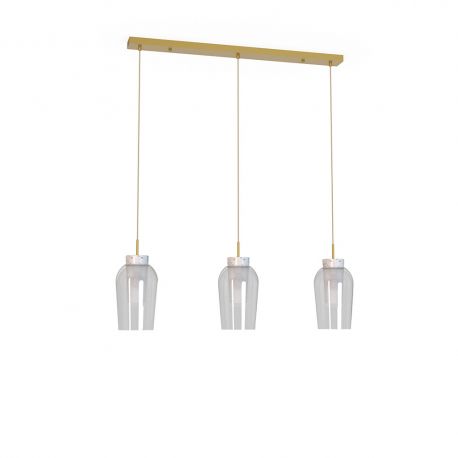 Pendule, Lustre suspendate - Lustra cu 3 pendule design modern Nora auriu/ marmura alba