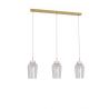 Lustra cu 3 pendule design modern Nora auriu/ marmura alba