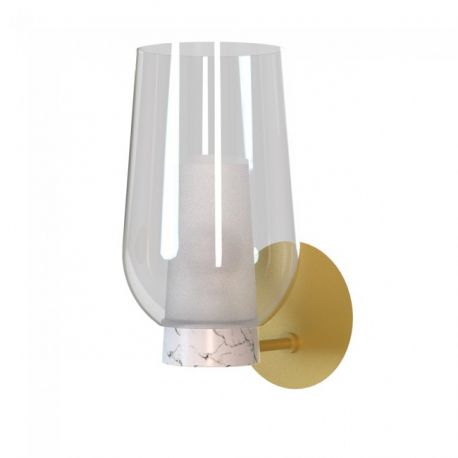 Aplice, corpuri de iluminat pentru pereti - Aplica de perete design modern Nora auriu/ marmura alba