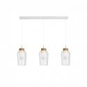 Lustra cu 3 pendule design modern Nora alb/ lemn