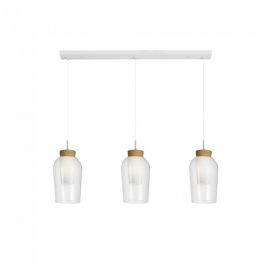 Pendule, Lustre suspendate - Lustra cu 3 pendule design modern Nora alb/ lemn