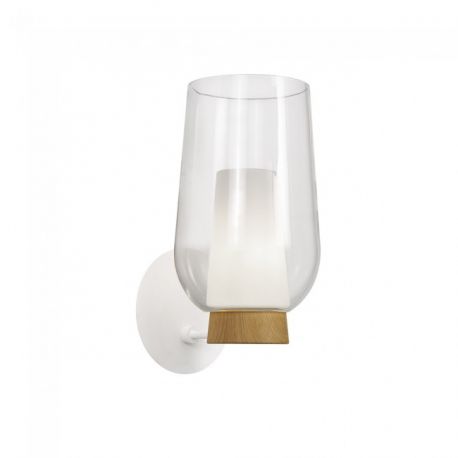 Aplice, corpuri de iluminat pentru pereti - Aplica de perete design modern Nora alb/ lemn