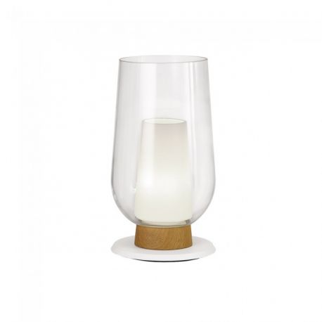 Veioze - Veioza, Lampa de masa design modern Nora alb/ lemn
