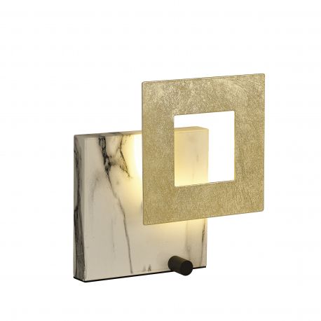 Veioze - Veioza, Lampa de masa LED design ambiental DALIA auriu/ alb marmorat