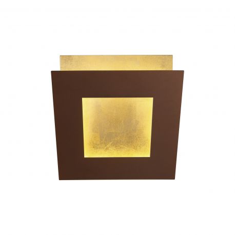 Aplice, corpuri de iluminat pentru pereti - Aplica de perete LED design ambiental DALIA 18x18cm, corten/ auriu