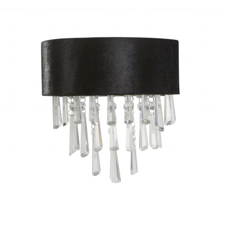 Aplice, corpuri de iluminat pentru pereti - Aplica de perete eleganta cu abajur din catifea si cristale Glamour 2Lt