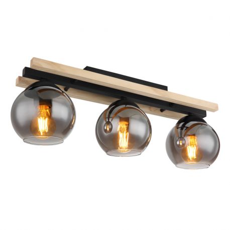 Pendule, Lustre suspendate - Plafoniera 3L design industrial CONNI negru, natur