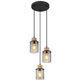 Pendule, Lustre suspendate - Lustra 3L design modern REID negru, fumuriu, maro inchis