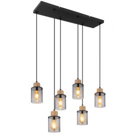 Pendule, Lustre suspendate - Lustra suspendata 6L design modern REID negru, fumuriu, maro inchis