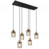Lustra suspendata 6L design modern REID negru, fumuriu, maro inchis