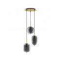 Lustra cu 3 Pendule design modern LATO auriu, fumuriu