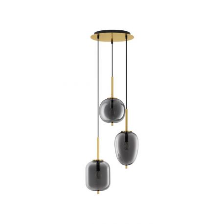 Pendule, Lustre suspendate - Lustra cu 3 Pendule design modern LATO auriu, fumuriu
