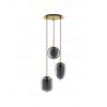 Lustra cu 3 Pendule design modern LATO auriu, fumuriu