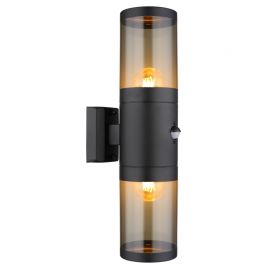 Aplice - Aplica pentru exterior cu senzor de miscare design modern Xeloo negru, fumuriu