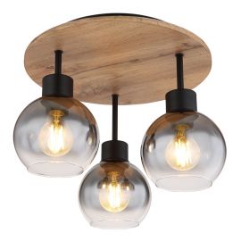 Plafoniere - Plafoniera 3L design industrial Moitas negru, maro