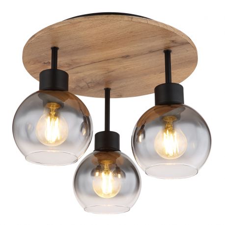 Plafoniere - Plafoniera 3L design industrial Moitas negru, maro