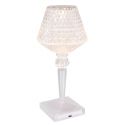 Lampa de masa cu baterii, plastic transparent cu efect de cristal Gixi alb