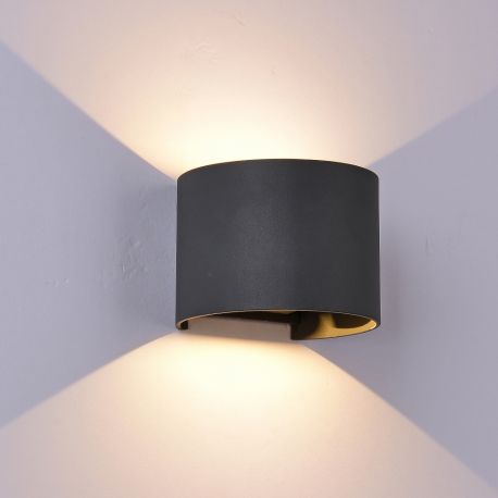 Aplice - Aplica LED de perete iluminat exterior ambiental IP54 DAVOS gri inchis