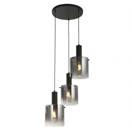 Pendule, Lustre suspendate - Lustra moderna cu 3 pendule Sweden negru, fumuriu