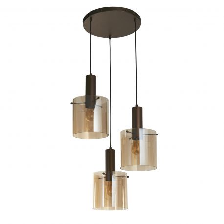 Pendule, Lustre suspendate - Lustra moderna cu 3 pendule Sweden moca, chihlimbar
