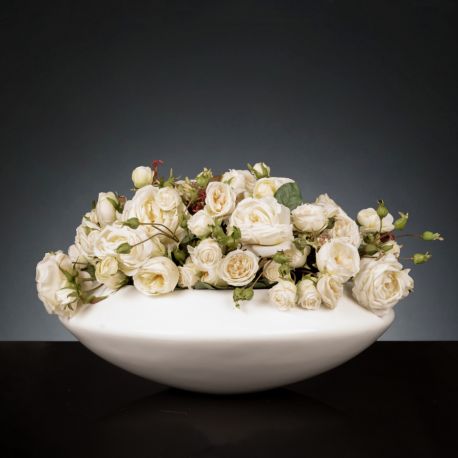 Aranjamente florale LUX - Aranjament floral mediu design LUX ROUND BOWL ENGLISH ROSES