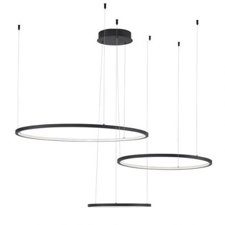 Pendule, Lustre suspendate - Lustra LED suspendata design circular PURPLE 3 ring neagra