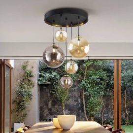 Pendule, Lustre suspendate - Lustra suspendata cu 5 pendule design modern Dark