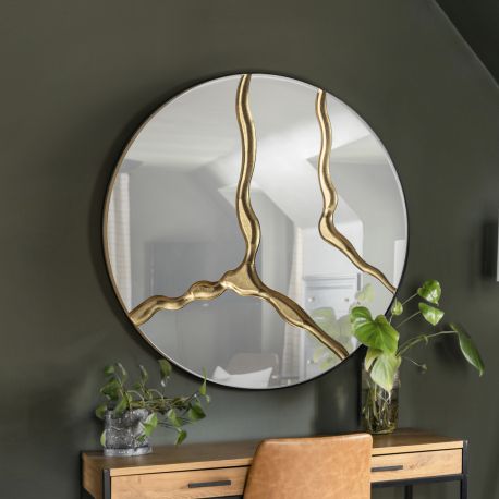 Oglinzi - Oglinda rotunda design decorativ Surcos aurie