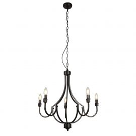 Candelabre, Lustre - Candelabru cu 5 brate design rustic Lodge negru
