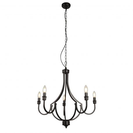 Candelabre, Lustre - Candelabru cu 5 brate design rustic Lodge negru